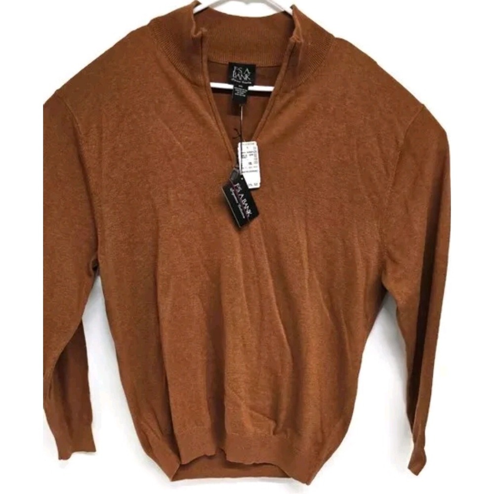 Jos A Bank Signature Collection Rust Brown 100% Pima Cotton 1/4 Zip Sweater XXL